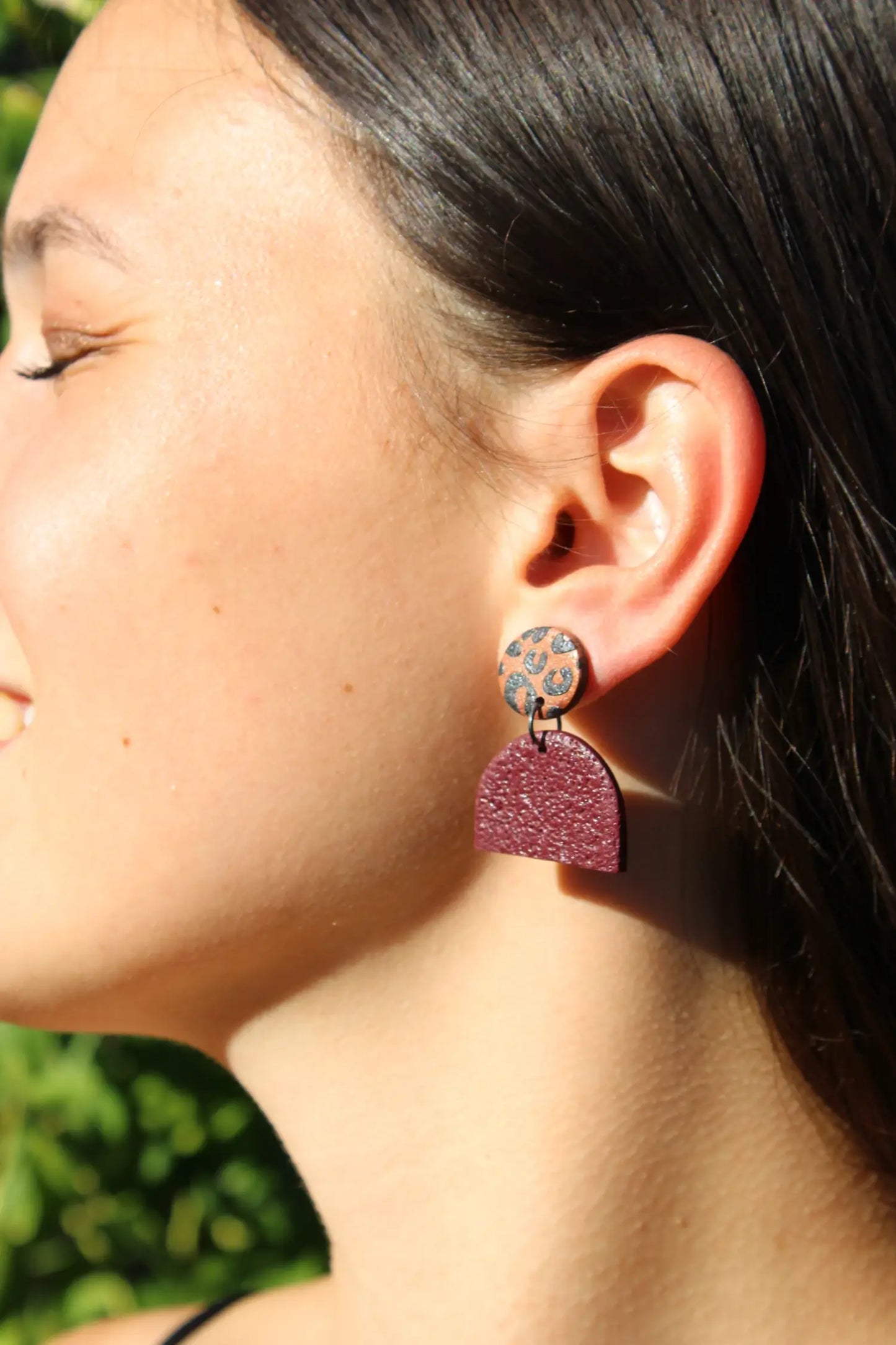 "Bordeaux semi-circles" earrings