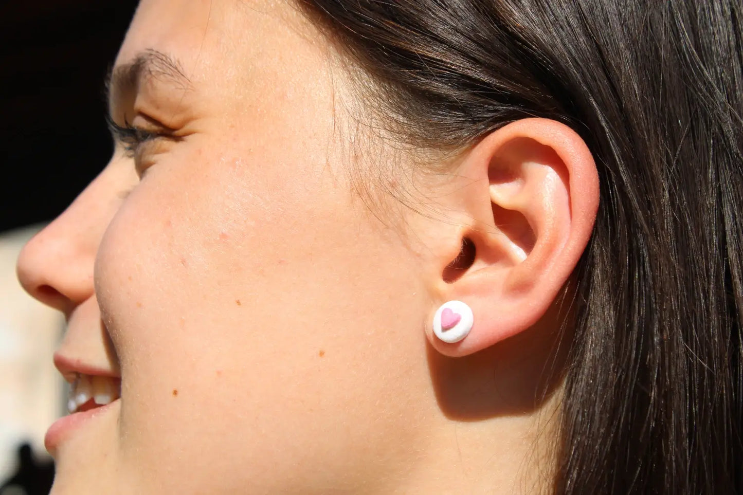 "Pink heart badge" earrings