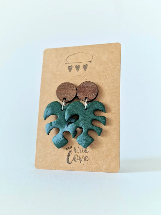 "Dangling monstera" earrings