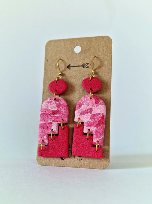 "Staggering pink tombstones" earrings
