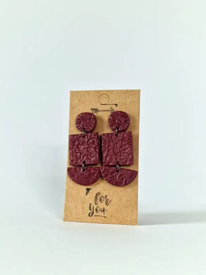 "Triple piece bordeaux" earrings