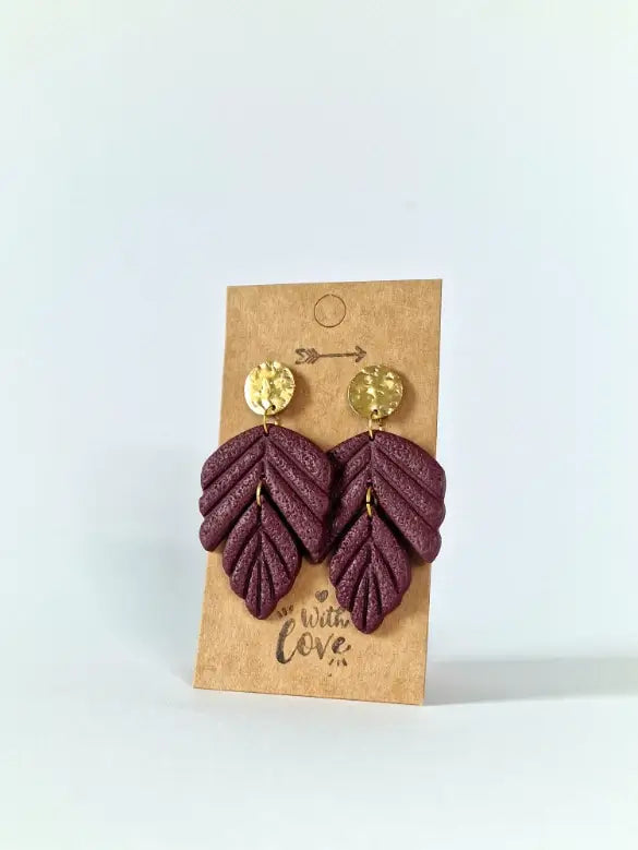 "Bordeaux leaves" earrings