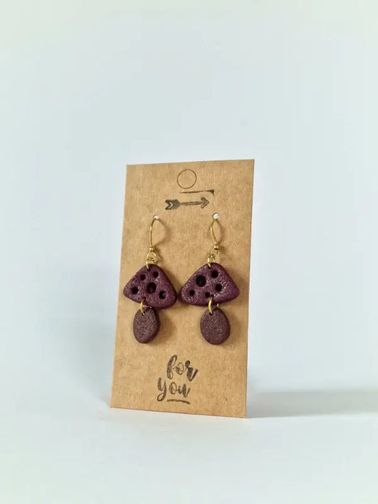 "Bordeaux sponge" earrings