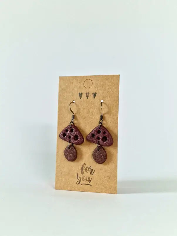 "Bordeaux sponge" earrings