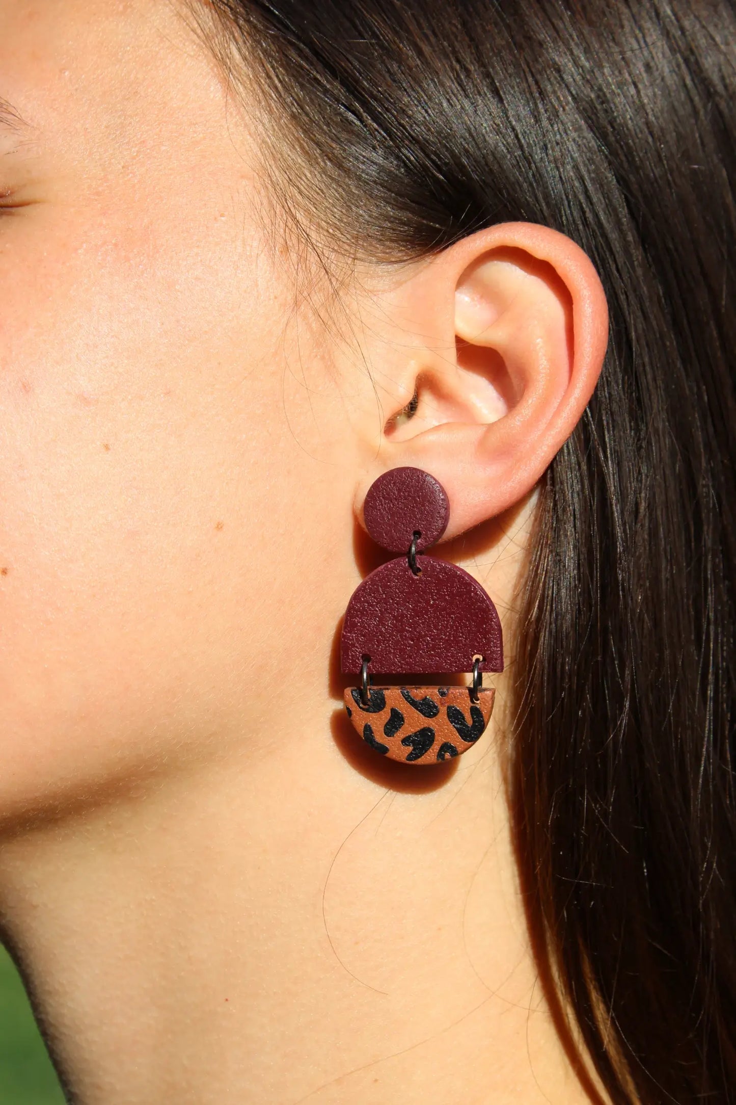"Leopard bordeaux" earrings