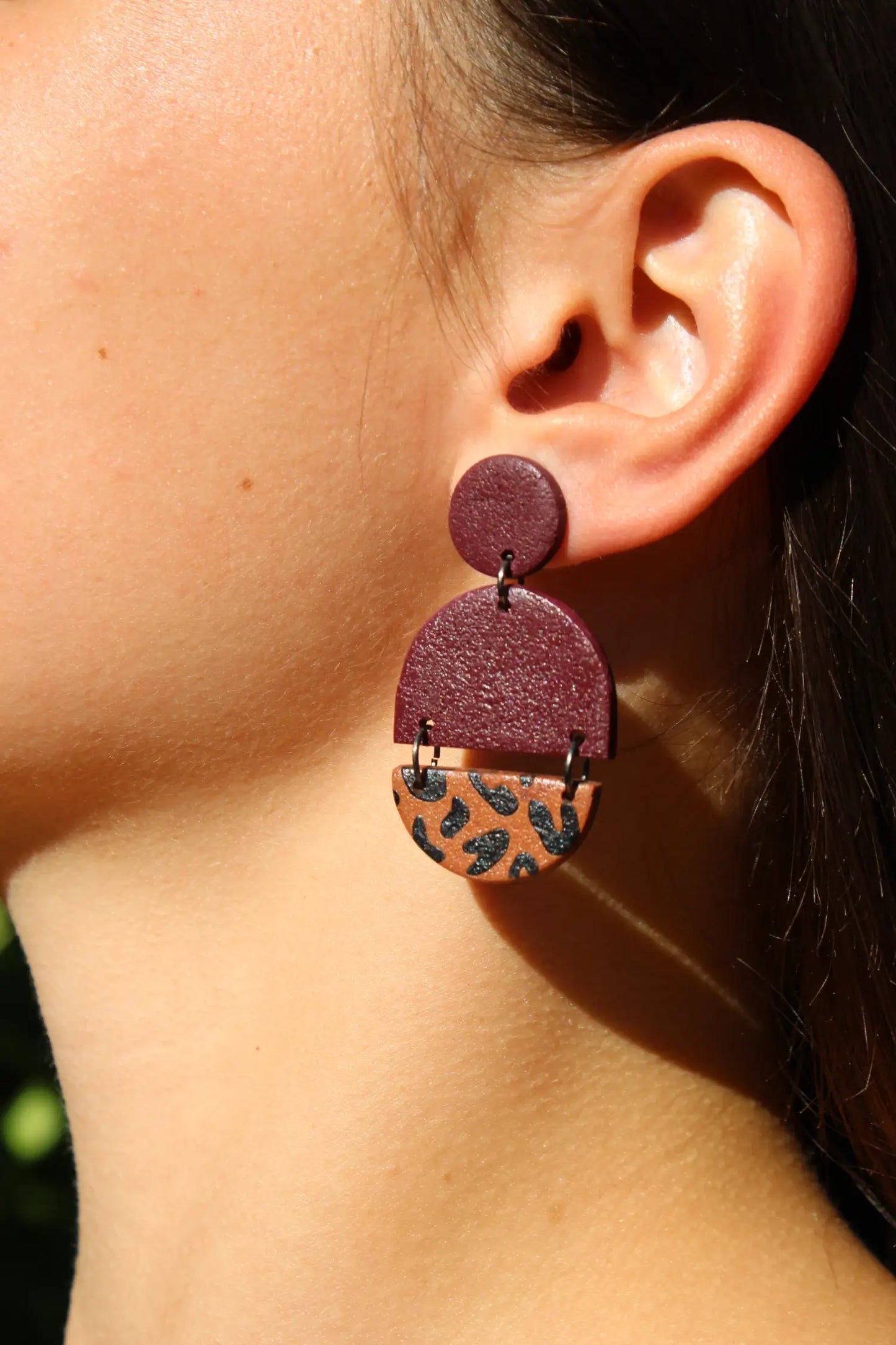 "Leopard bordeaux" earrings