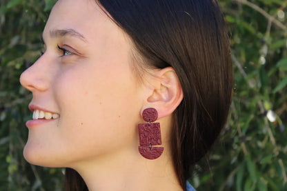"Triple piece bordeaux" earrings