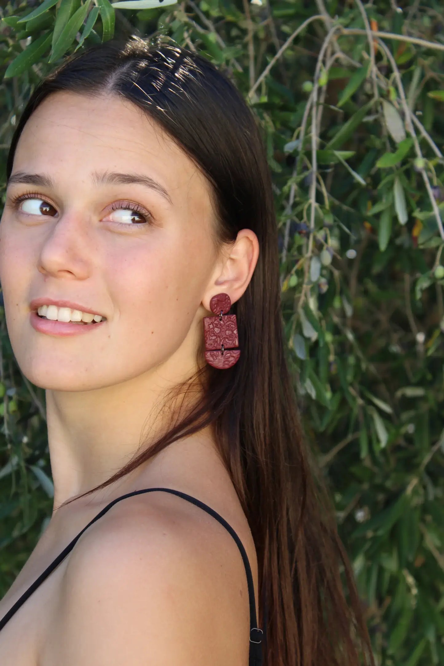 "Triple piece bordeaux" earrings