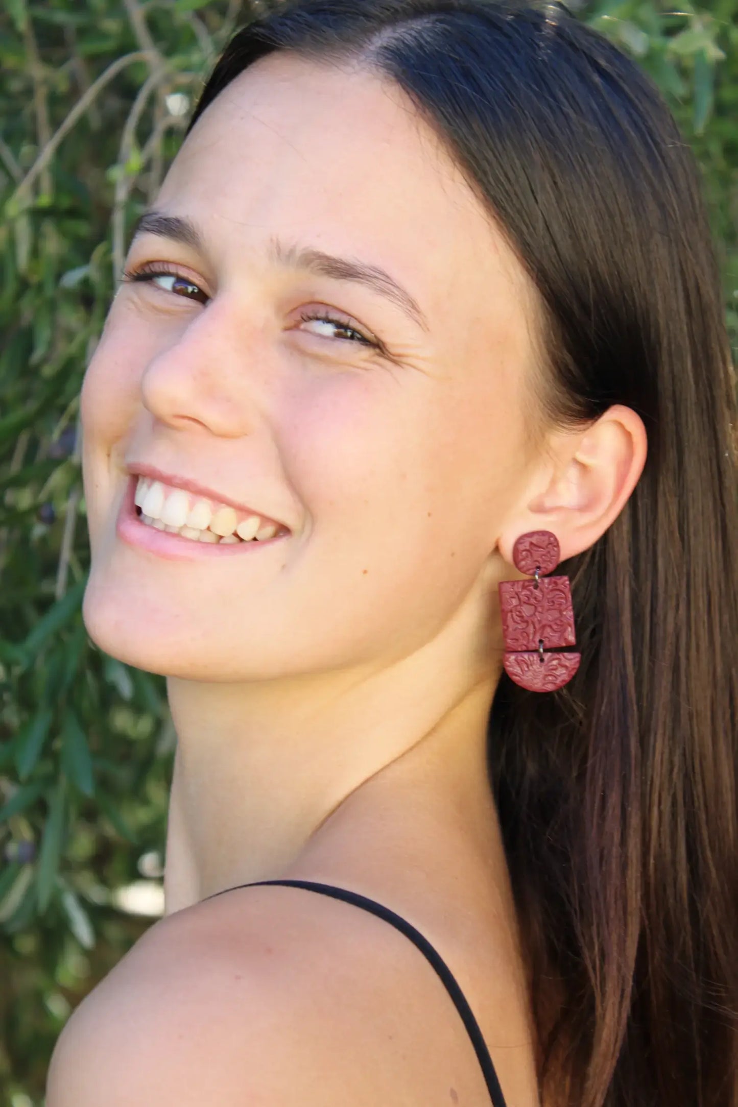 "Triple piece bordeaux" earrings