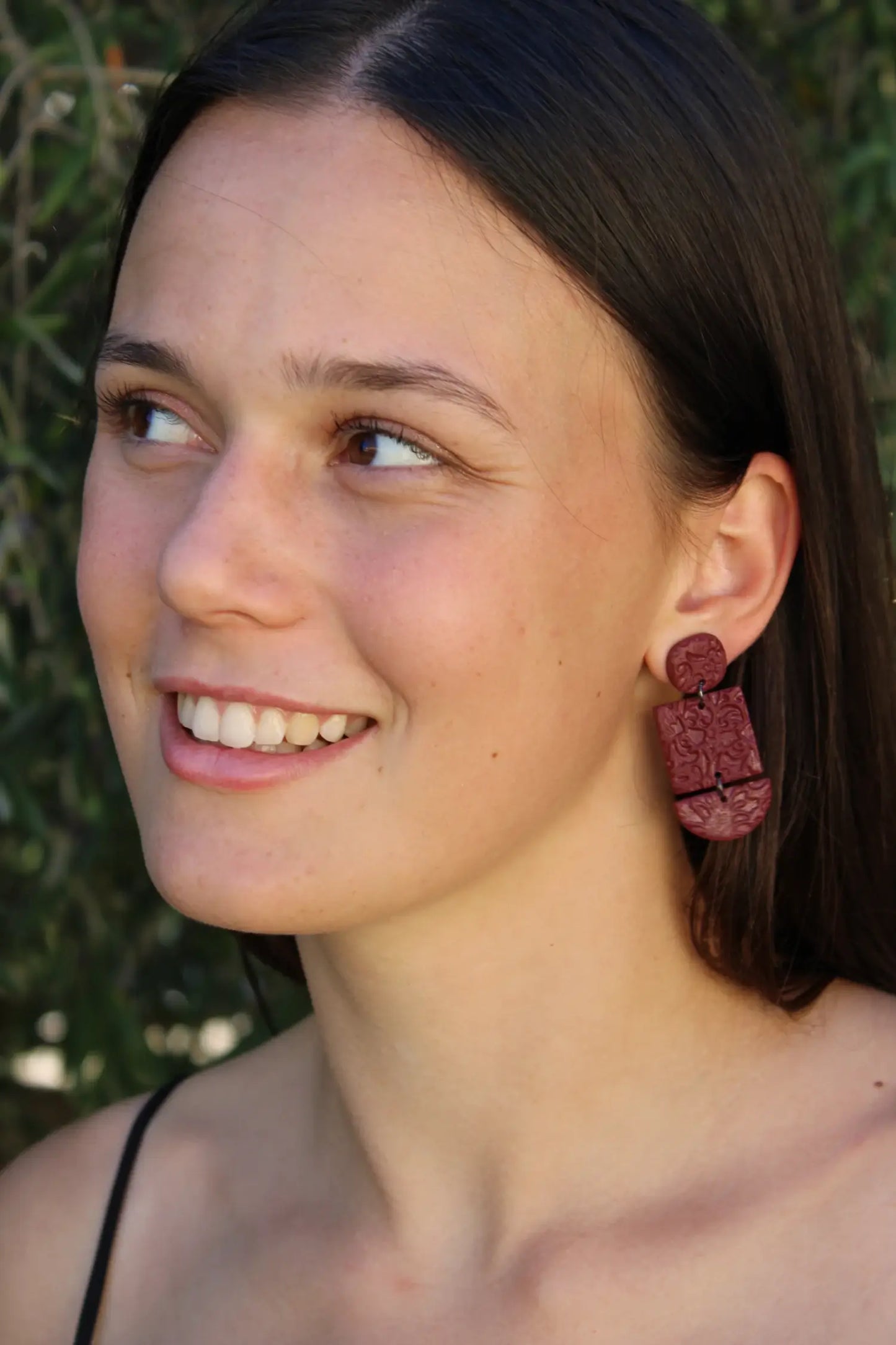 "Triple piece bordeaux" earrings