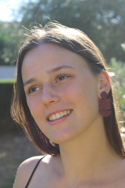 "Triple piece bordeaux" earrings