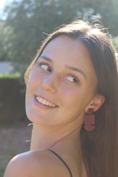 "Triple piece bordeaux" earrings