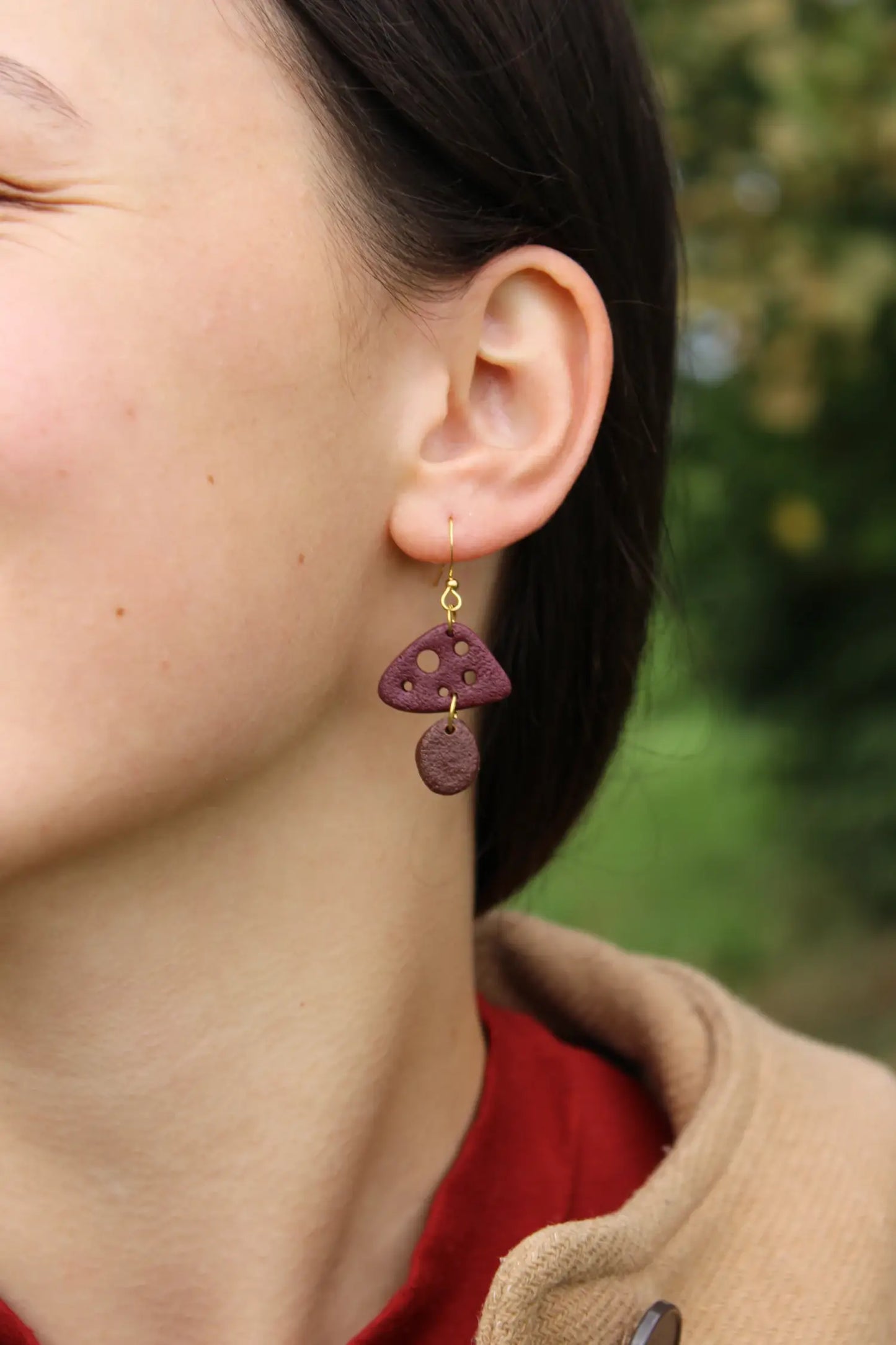 "Bordeaux sponge" earrings