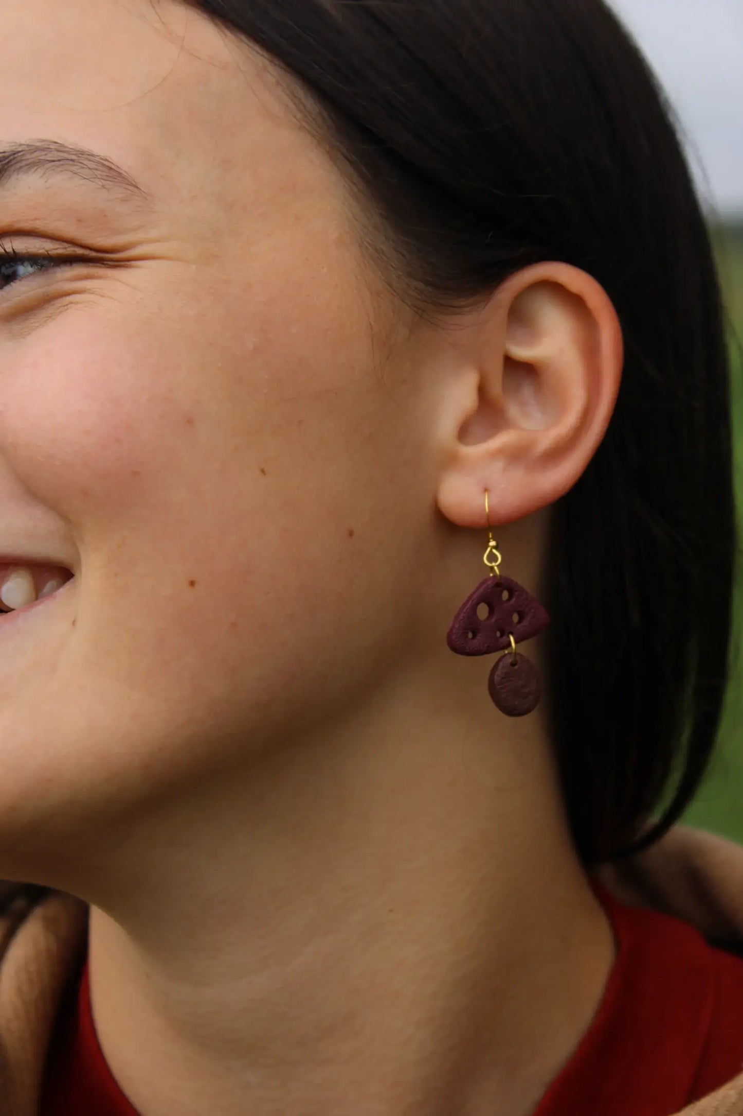 "Bordeaux sponge" earrings