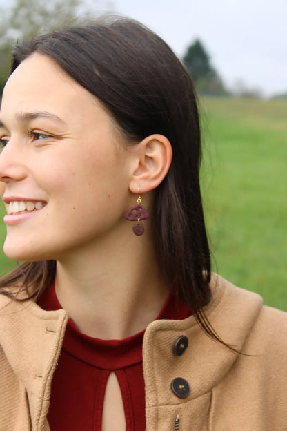 "Bordeaux sponge" earrings