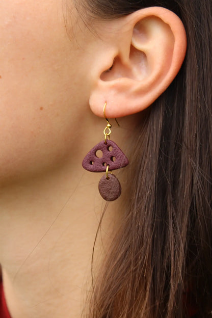"Bordeaux sponge" earrings