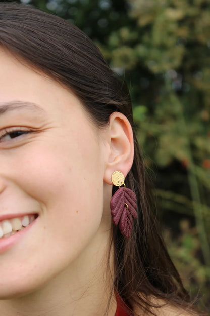"Bordeaux leaves" earrings