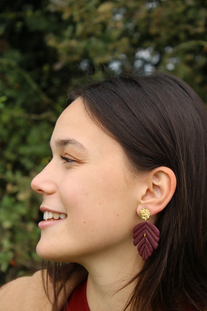 "Bordeaux leaves" earrings