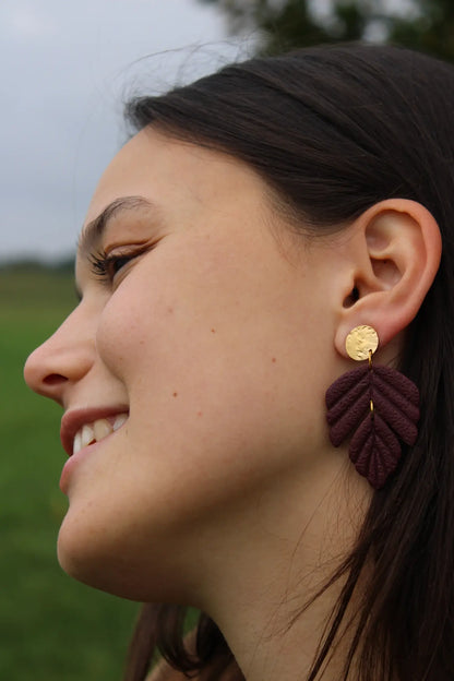 "Bordeaux leaves" earrings