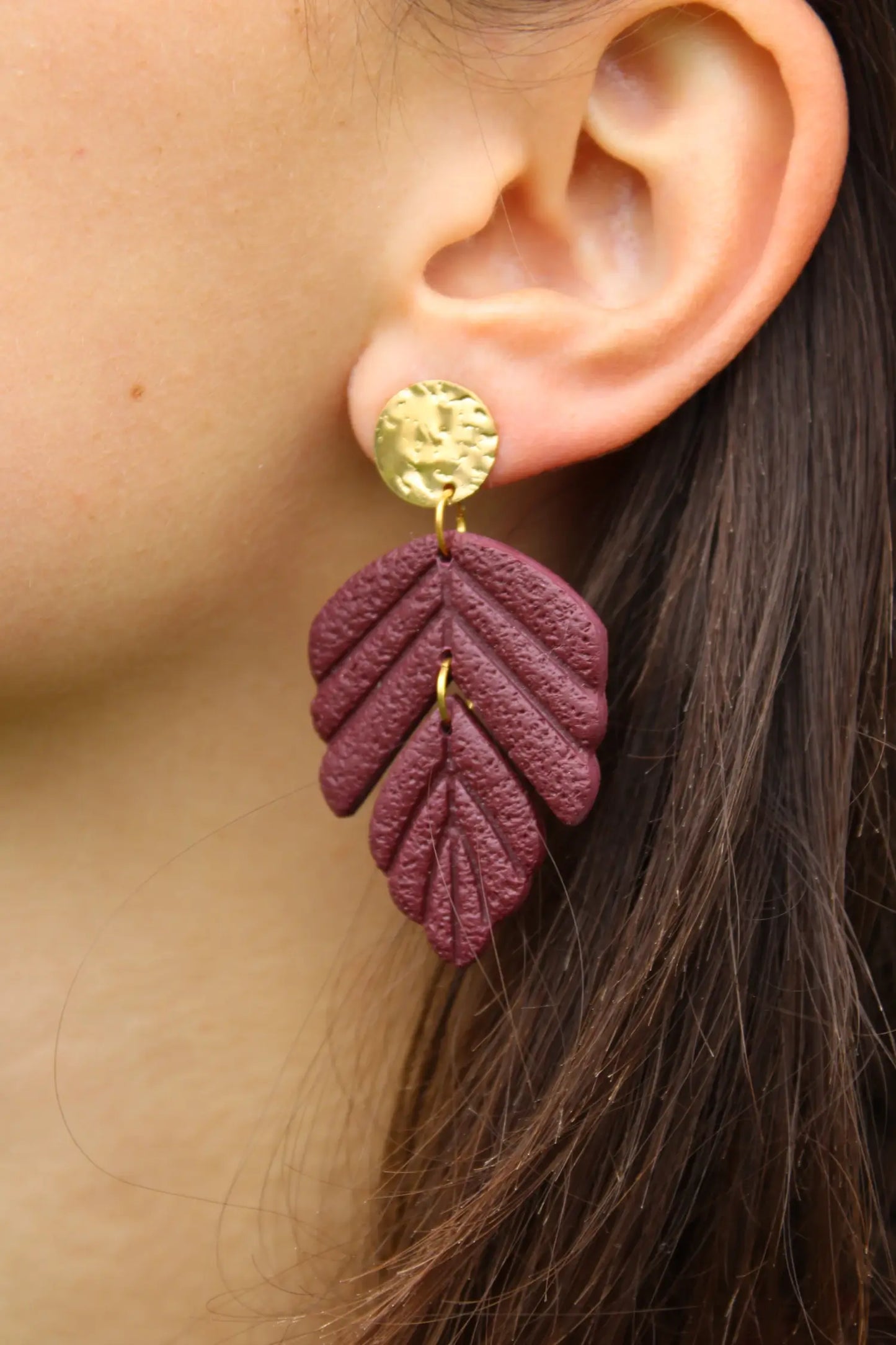"Bordeaux leaves" earrings