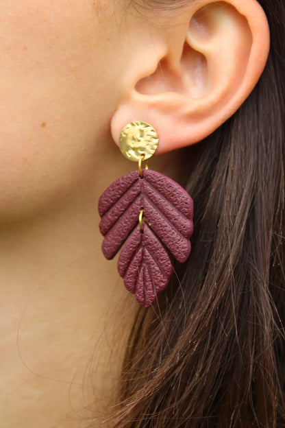 "Bordeaux leaves" earrings