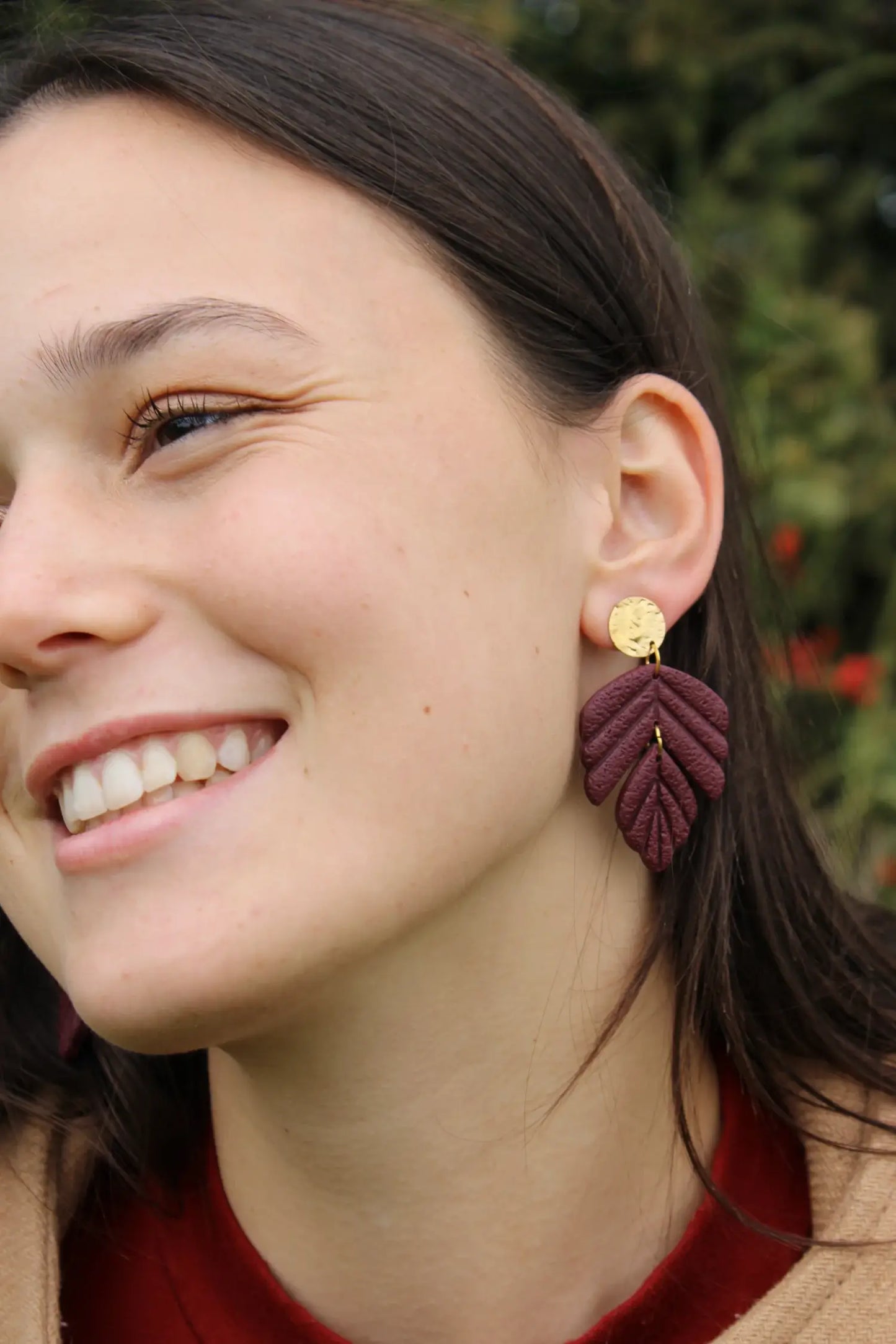 "Bordeaux leaves" earrings