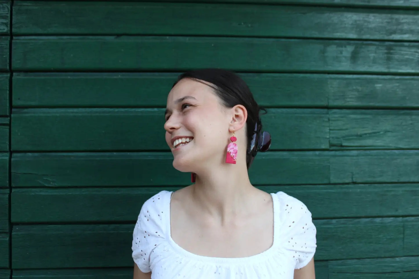 "Staggering pink tombstones" earrings