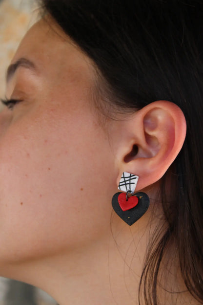 "Layered hearts" earrings