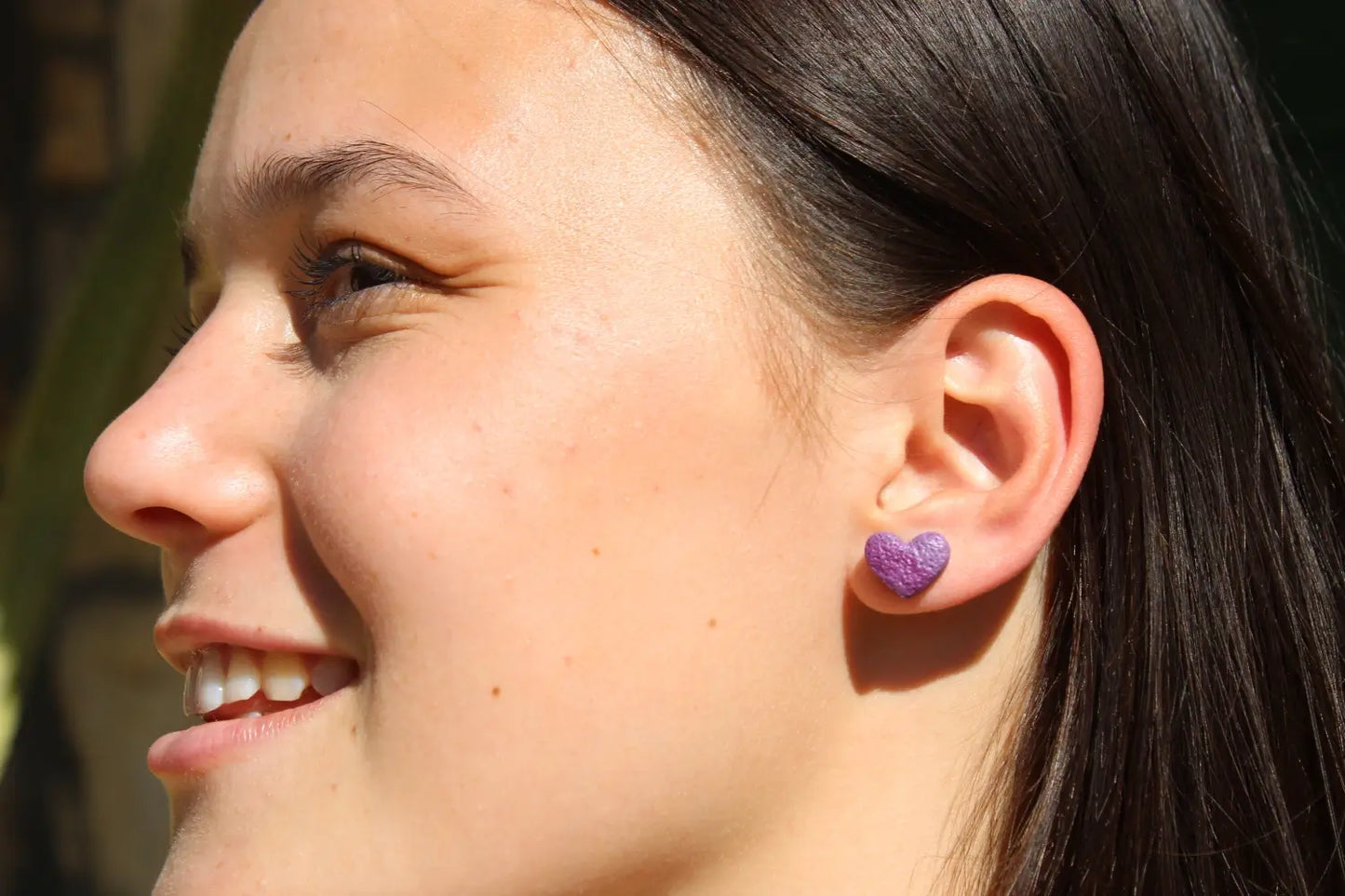 "Purple heart" earrings
