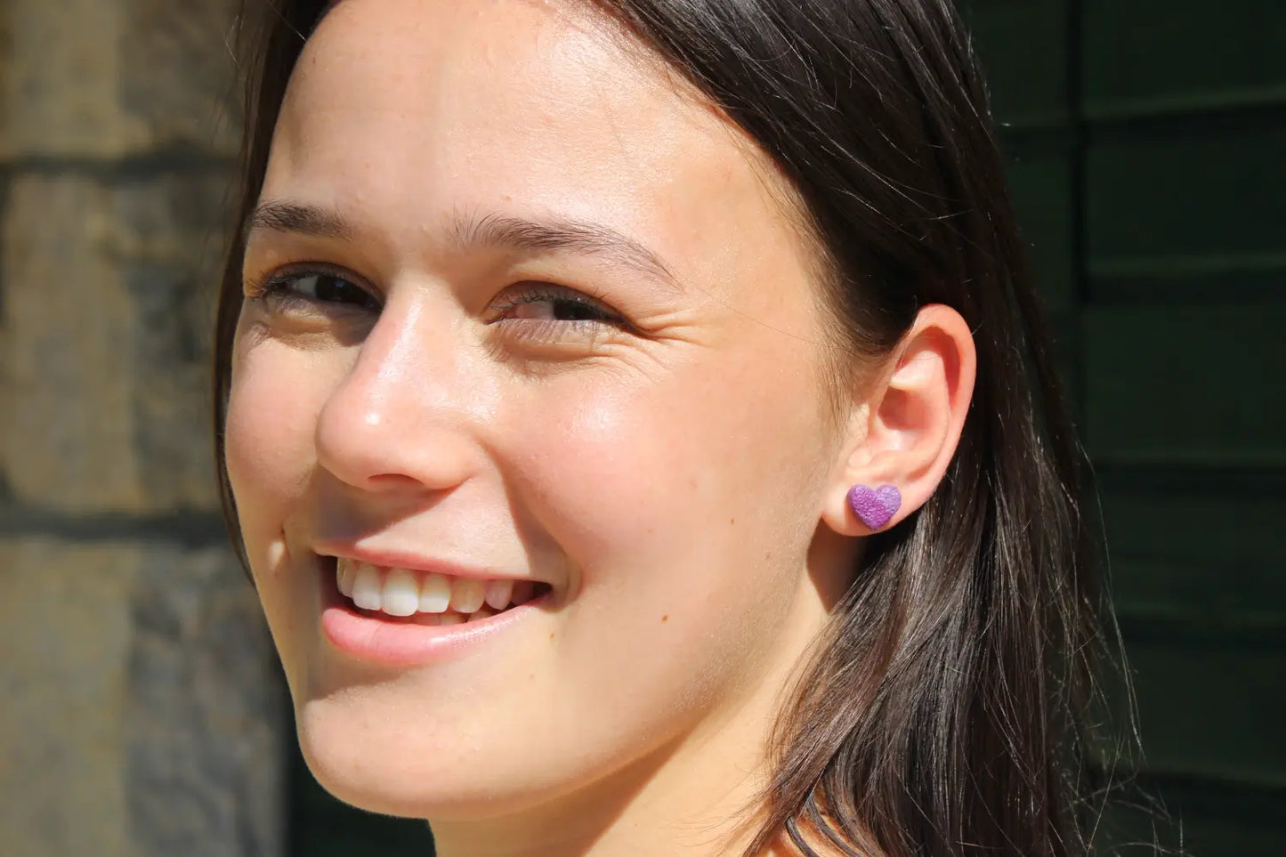 "Purple heart" earrings