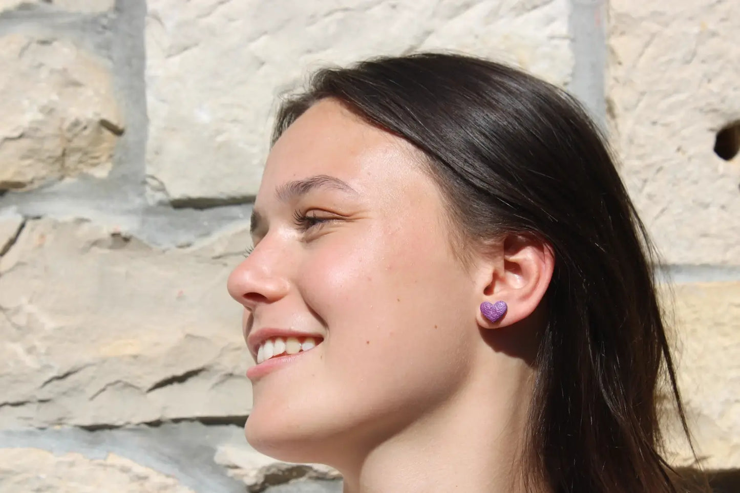 "Purple heart" earrings