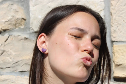 "Purple heart" earrings