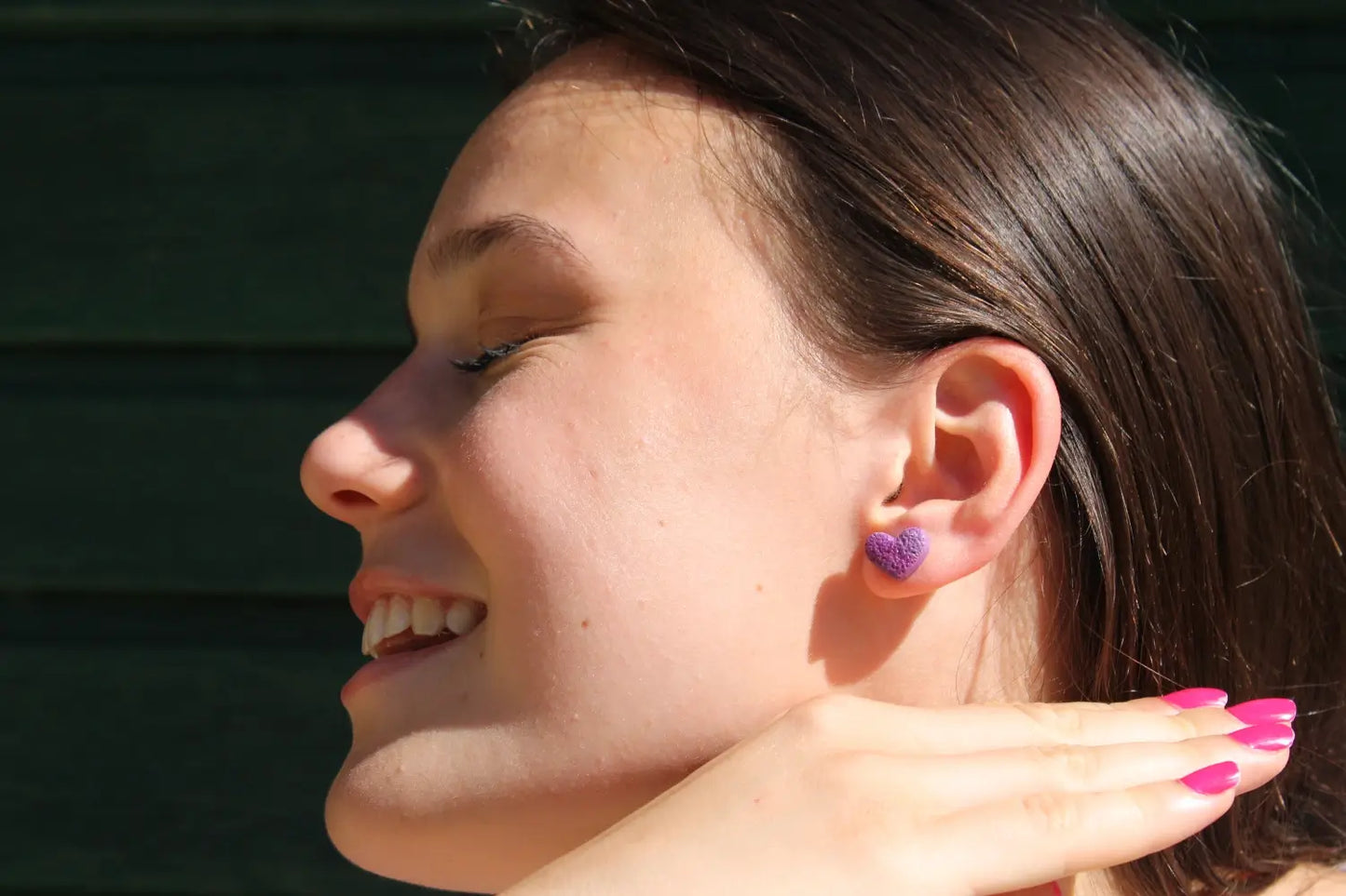 "Purple heart" earrings