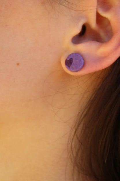 "Purple circled heart" earrings