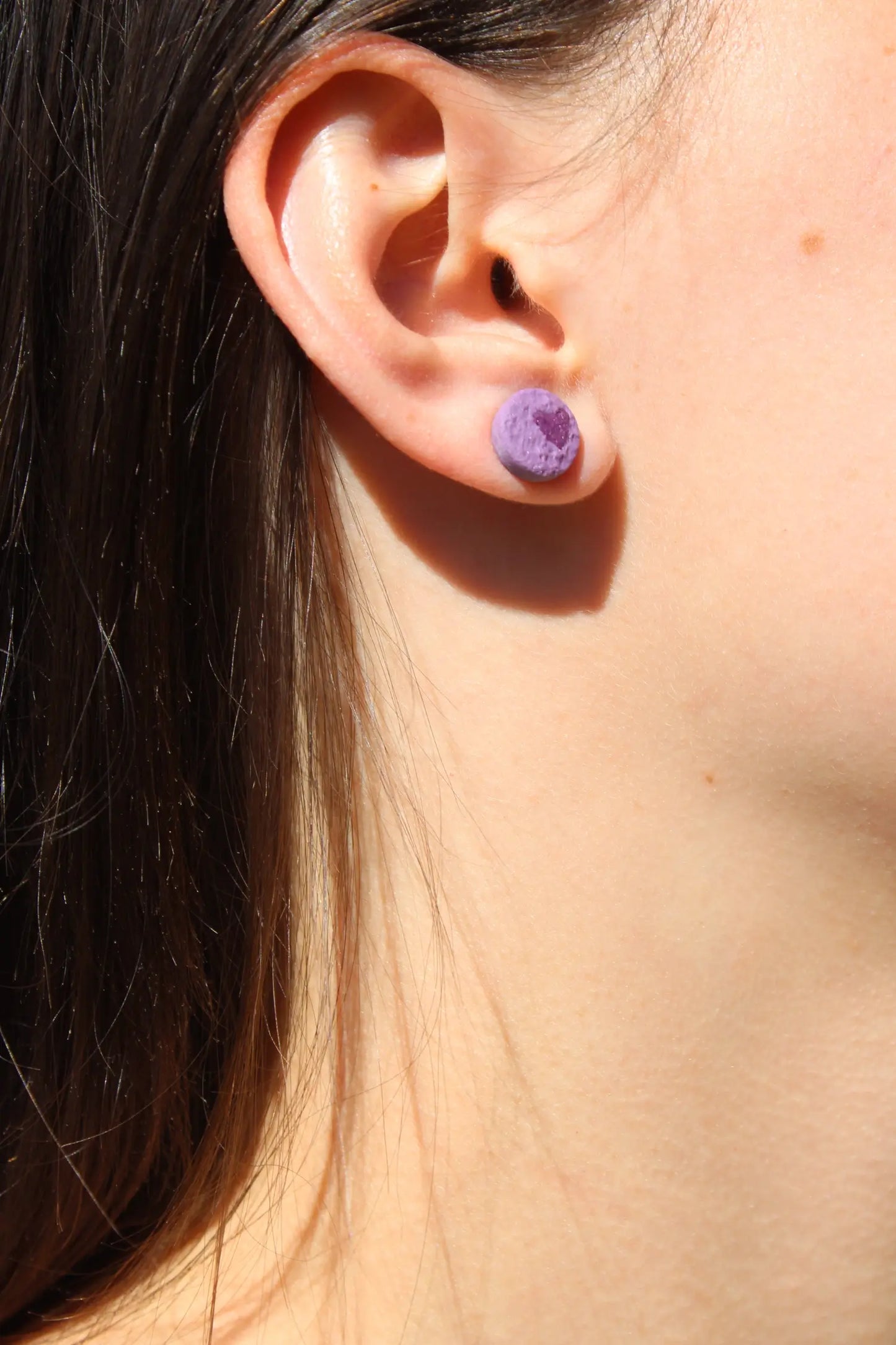 "Purple circled heart" earrings