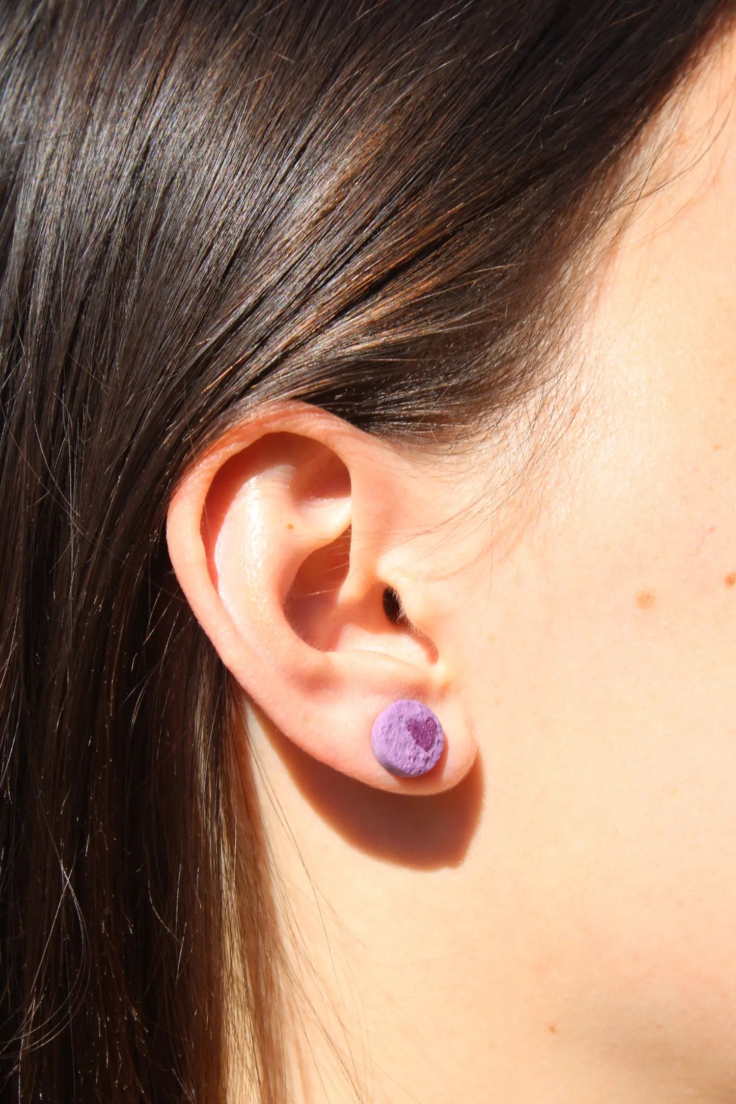 "Purple circled heart" earrings