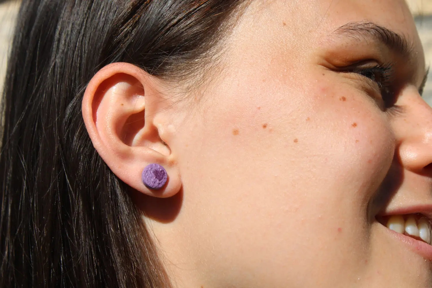 "Purple circled heart" earrings