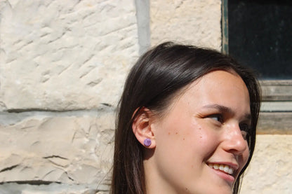 "Purple circled heart" earrings