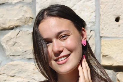 "Pink plaid" earrings