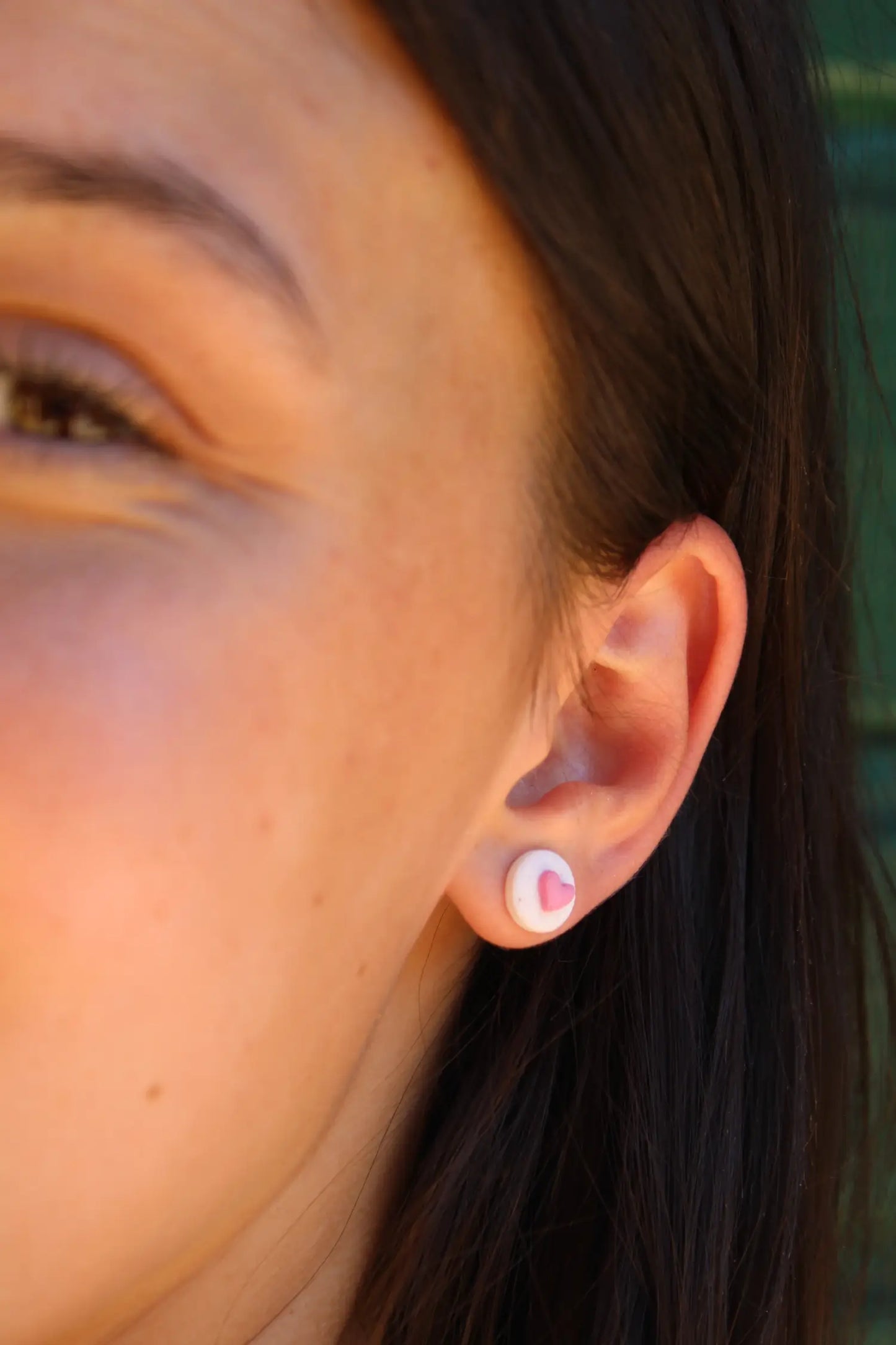 "Pink heart badge" earrings