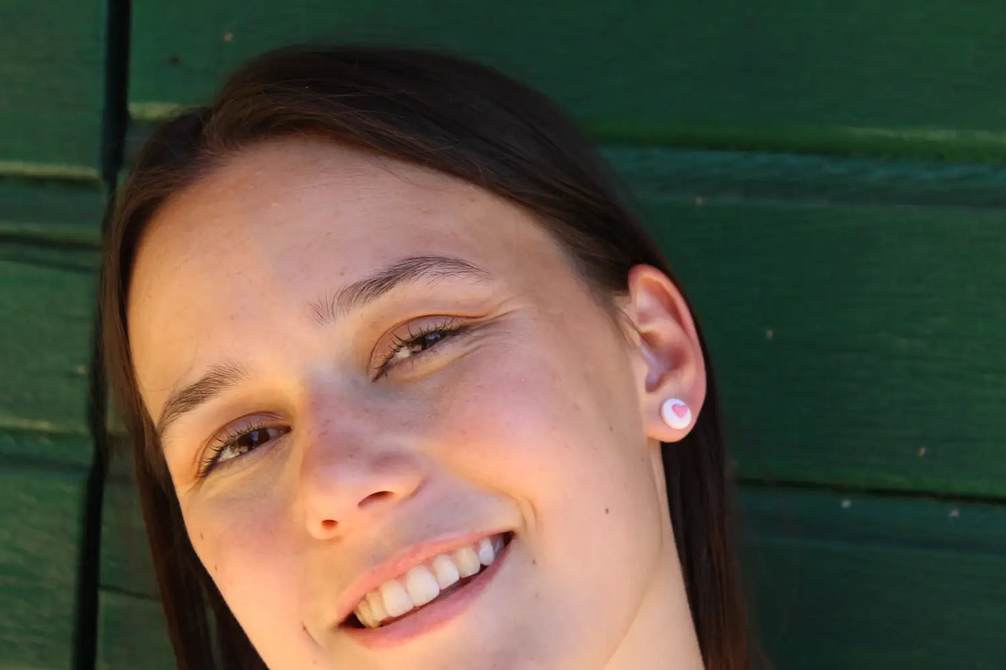 "Pink heart badge" earrings
