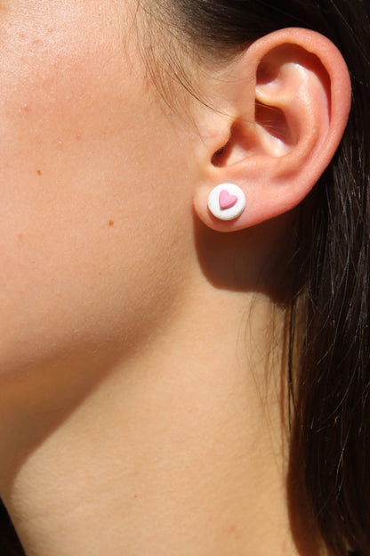 "Pink heart badge" earrings