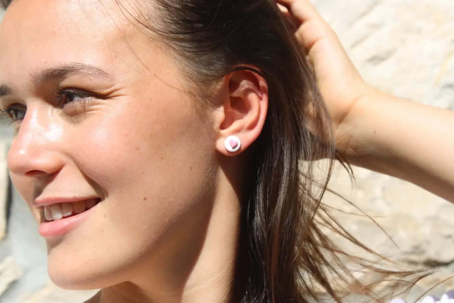 "Pink heart badge" earrings