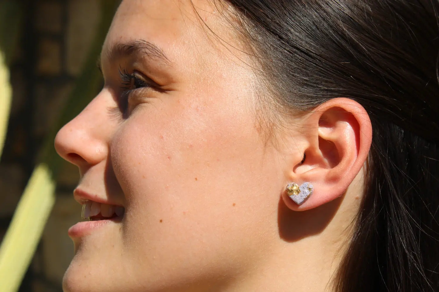 "Golden heart coral" earrings