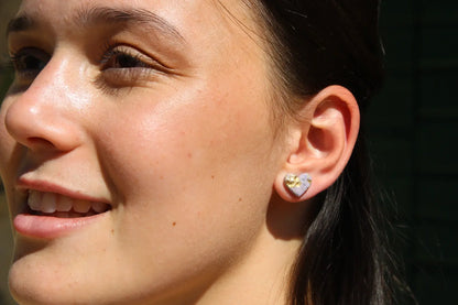 "Golden heart coral" earrings