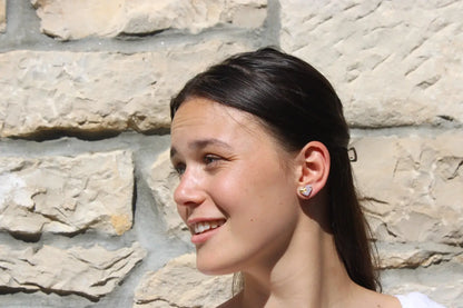 "Golden heart coral" earrings