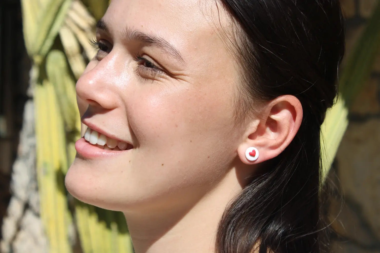 "Tiny red heart badge" earrings