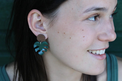 "Dangling monstera" earrings