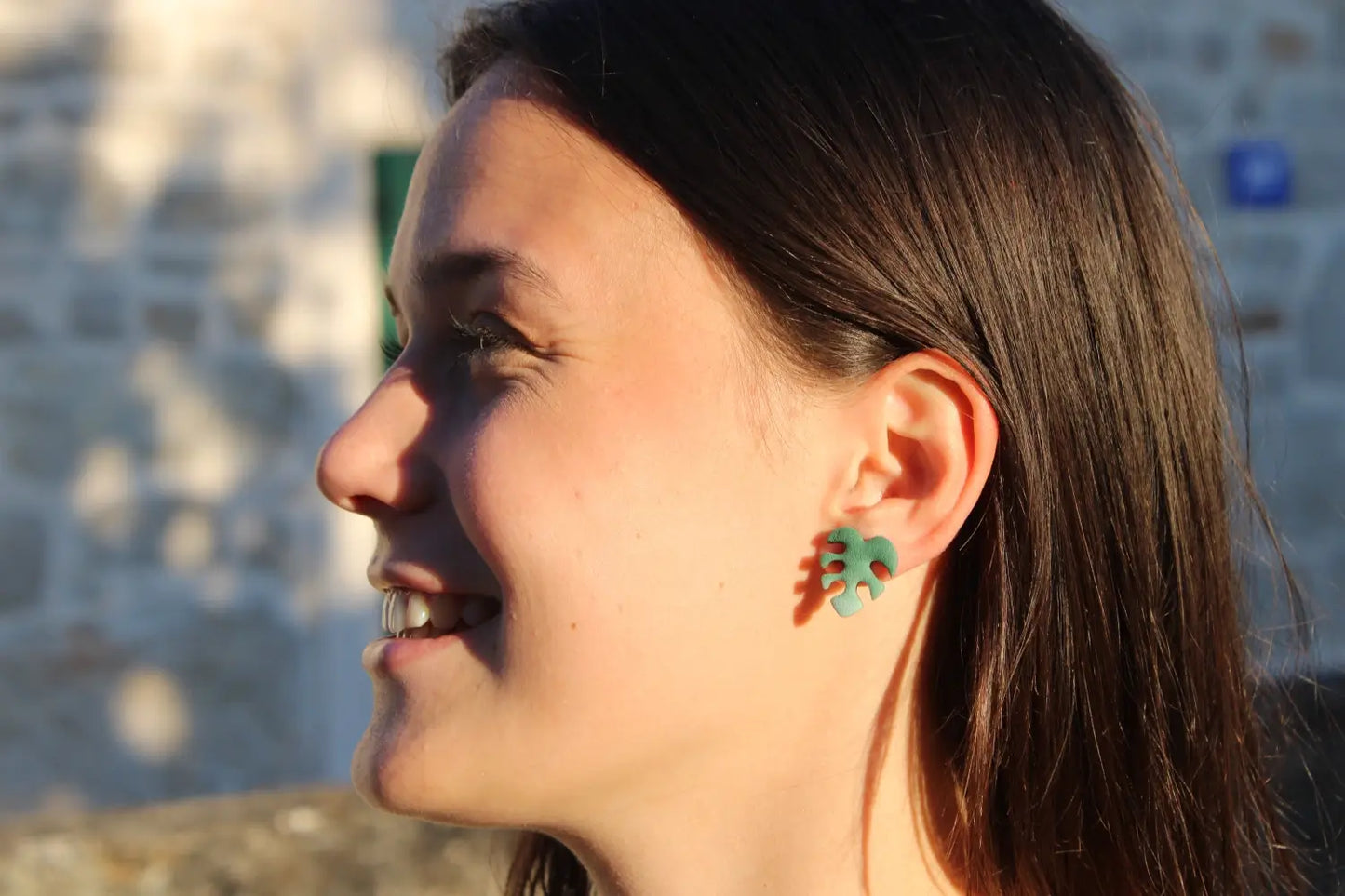 "On-ear monstera" earrings